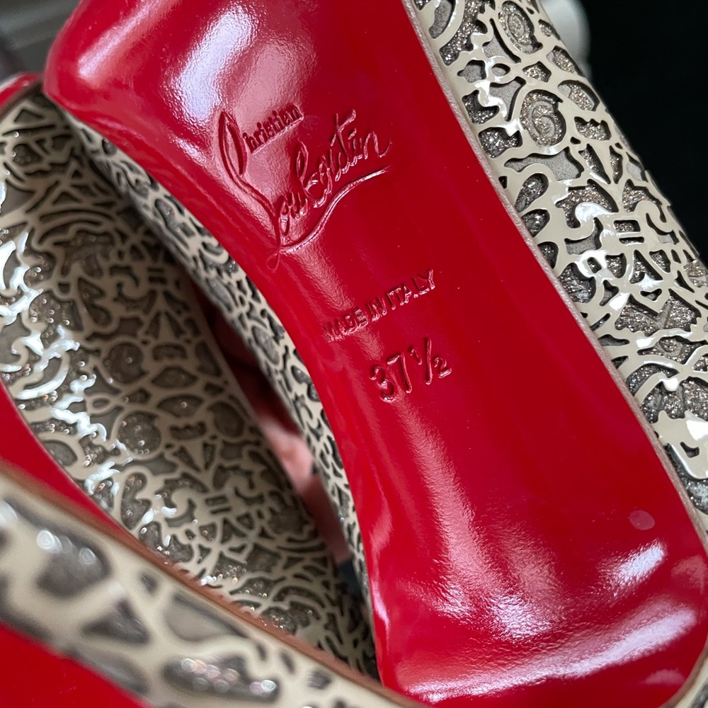 Christian louboutin so pretty beige lasercut stiletto 100mm metallic size 37.5 - Picture 2 of 8